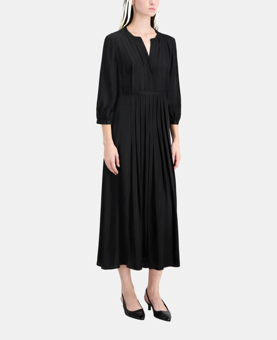 The Kooples FEMME BLACK robe longue noire avec plissage