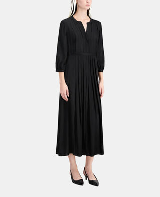 The Kooples FEMME BLACK robe longue noire avec plissage