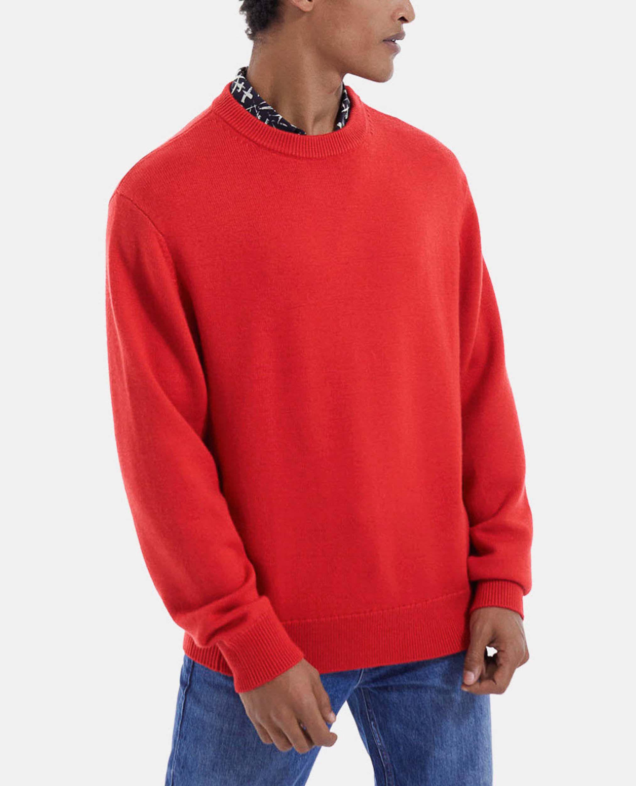 Red crew neck sweater on sale