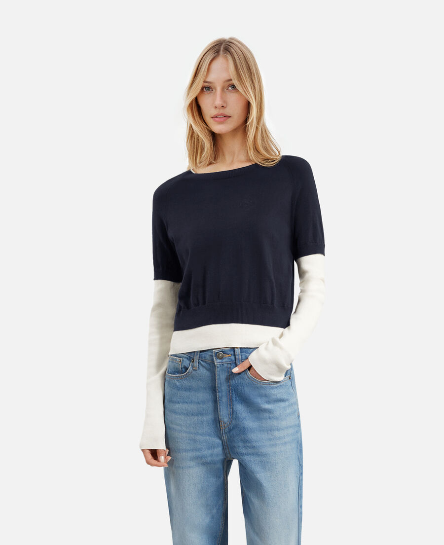 The Kooples WOMEN DARK NAVY-ECRU navy and ecru sweater