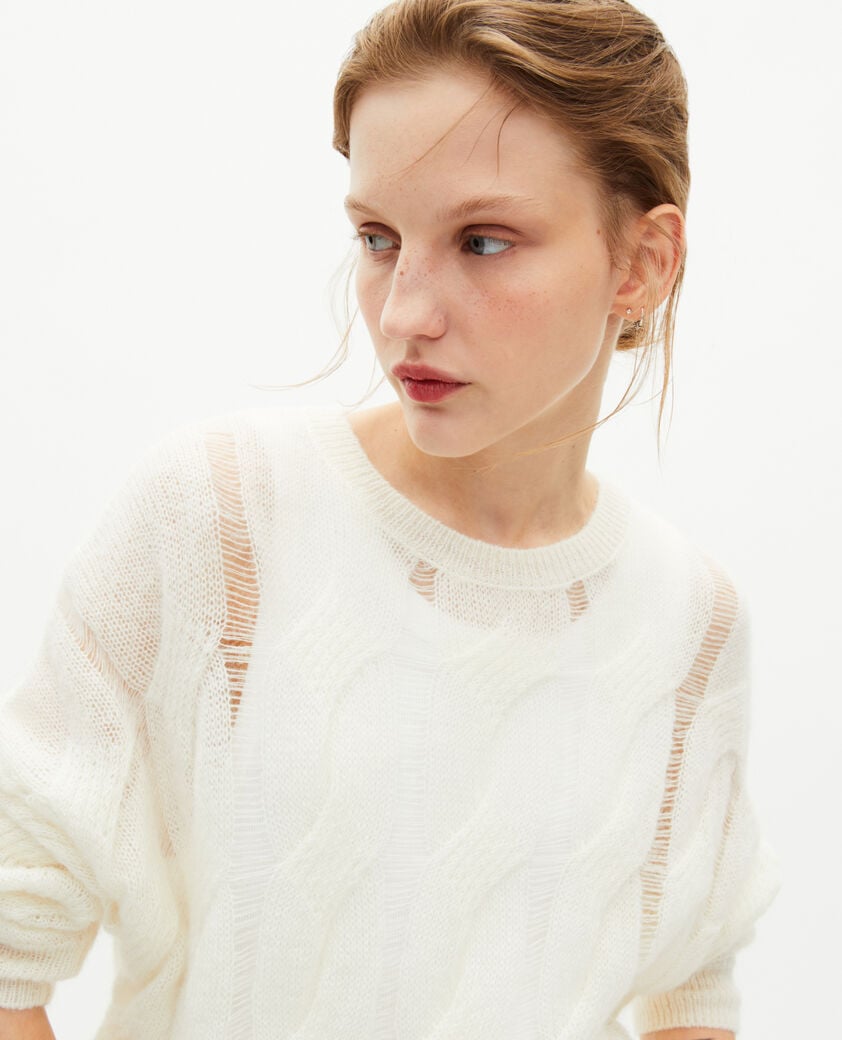 The Kooples WOMEN ECRU twisted sweater in ecru wool blend