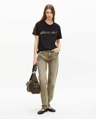 The Kooples DAMEN BLACK t-shirt what is schwarz mit leopardenmuster