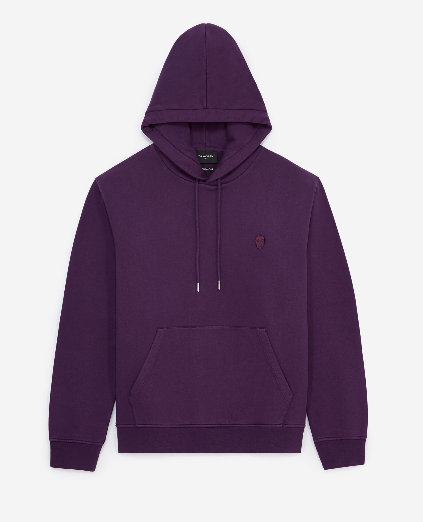 Sweat capuche violet logo happy skull brode