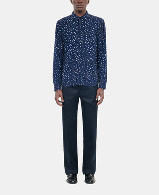 The Kooples MEN DARK NAVY-ECRU blue and white polka dot print shirt