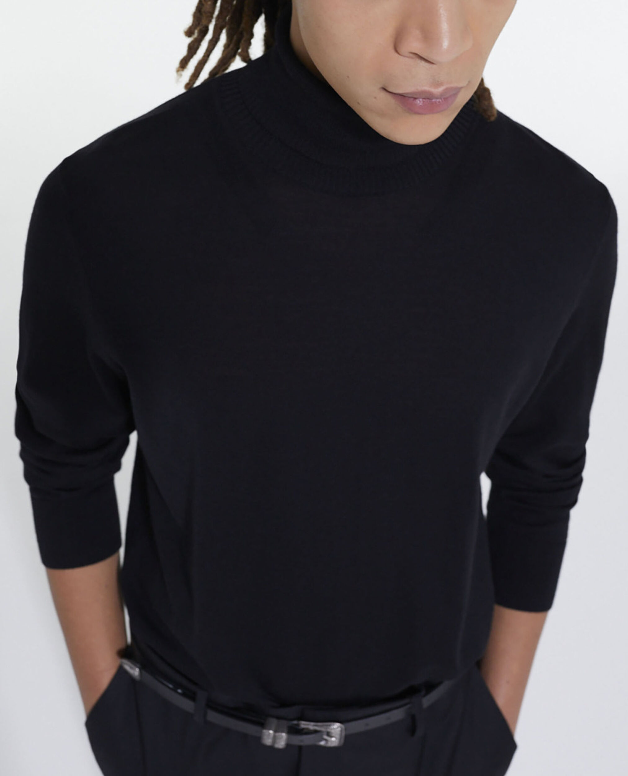 Black merino sweater, BLACK, hi-res image number null