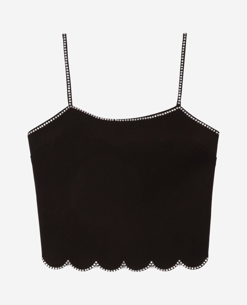 The Kooples FEMME BLACK top avec strass noir