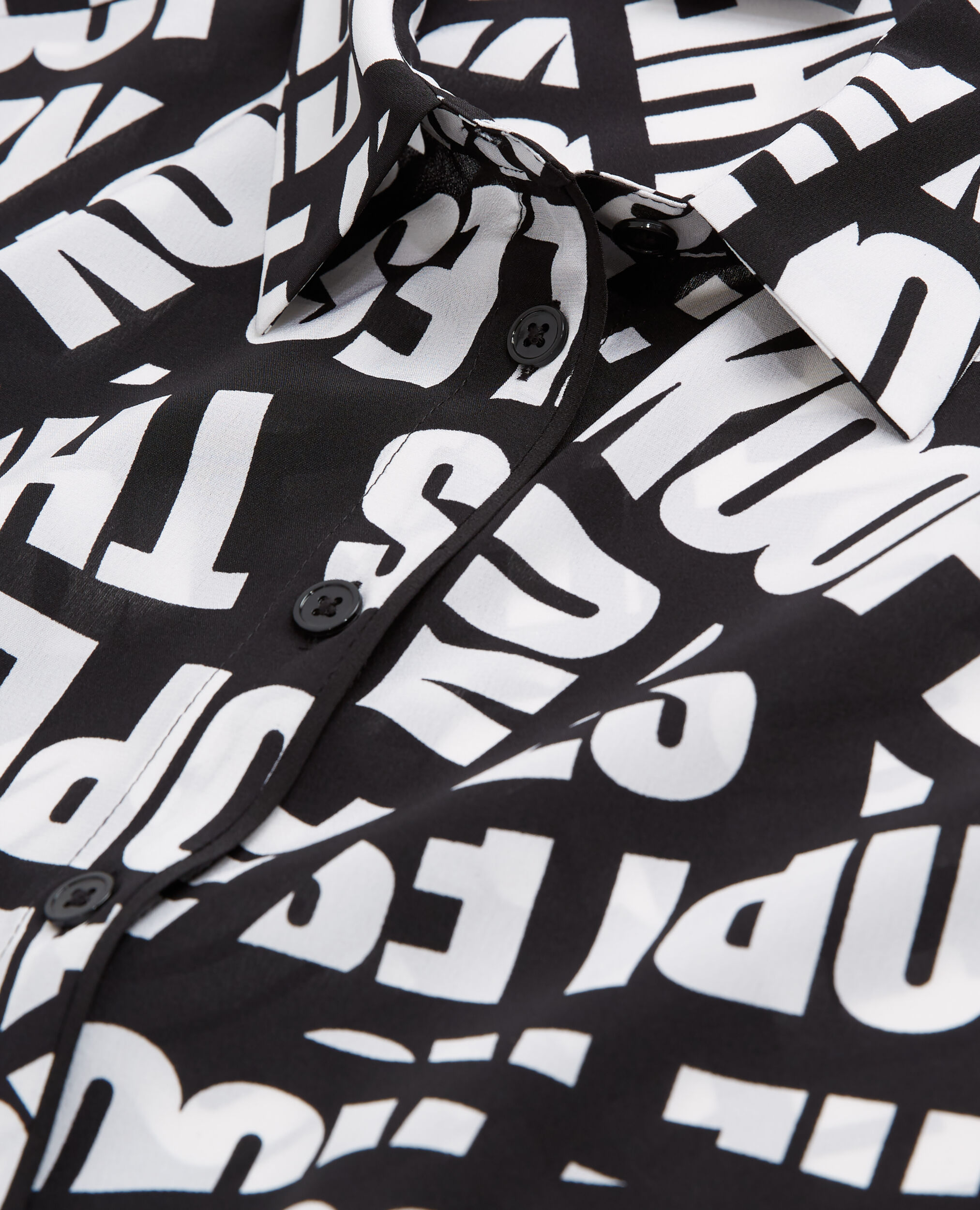 Fließendes Hemd mit Logo-Tape, BLACK / WHITE, hi-res image number null