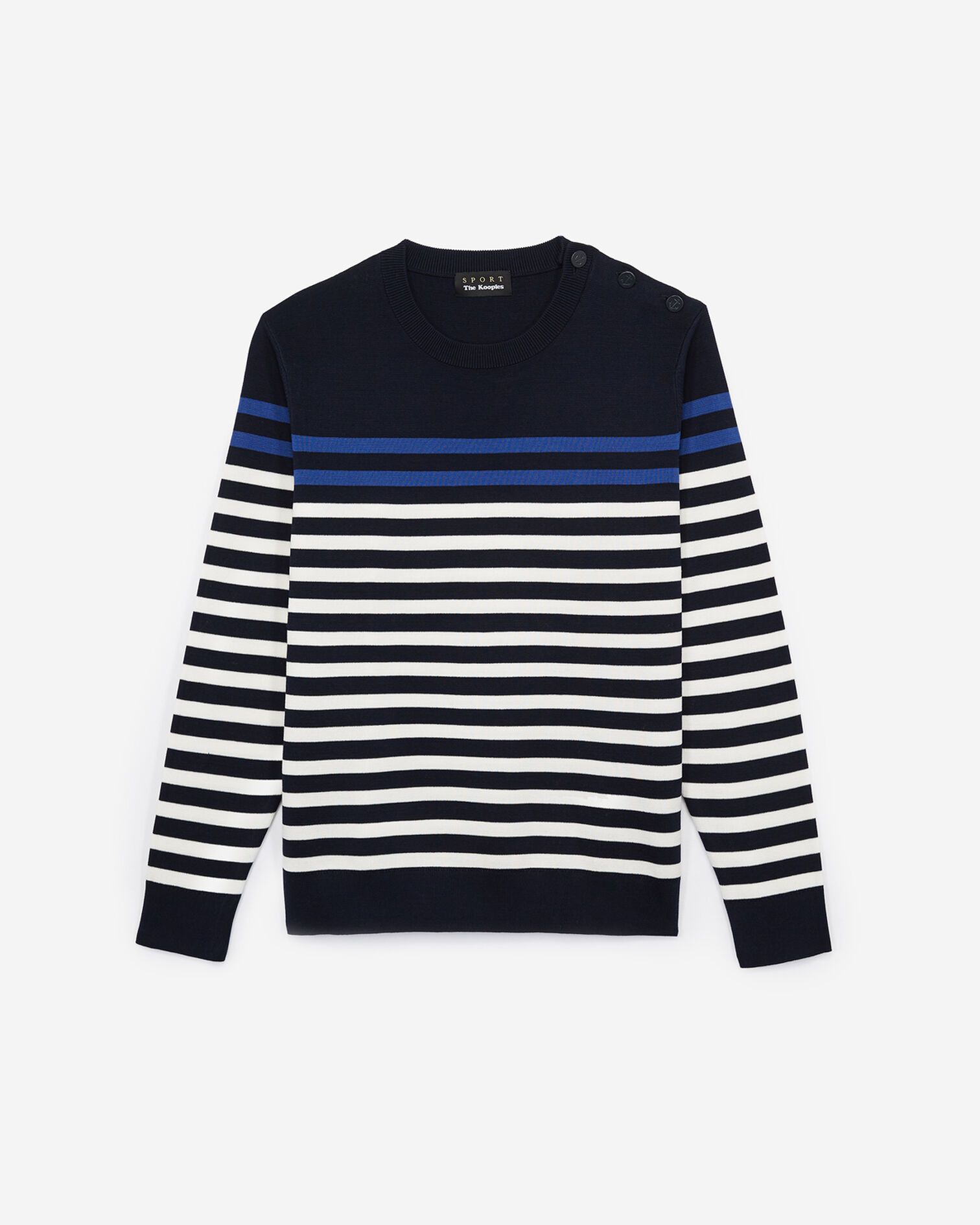 Midnight blue sweater with white stripes, OFF WHITE / BLUE / NAVY, hi-res image number null