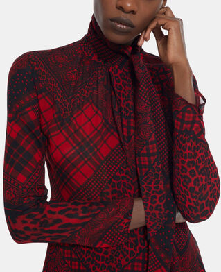 The Kooples DAMEN RED / BLACK rotes kurzes kleid mit print