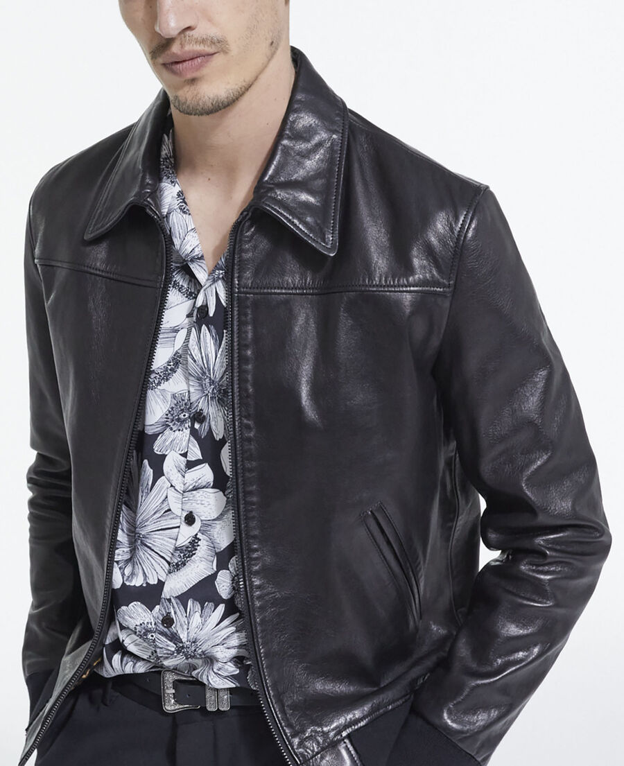 blouson en cuir noir