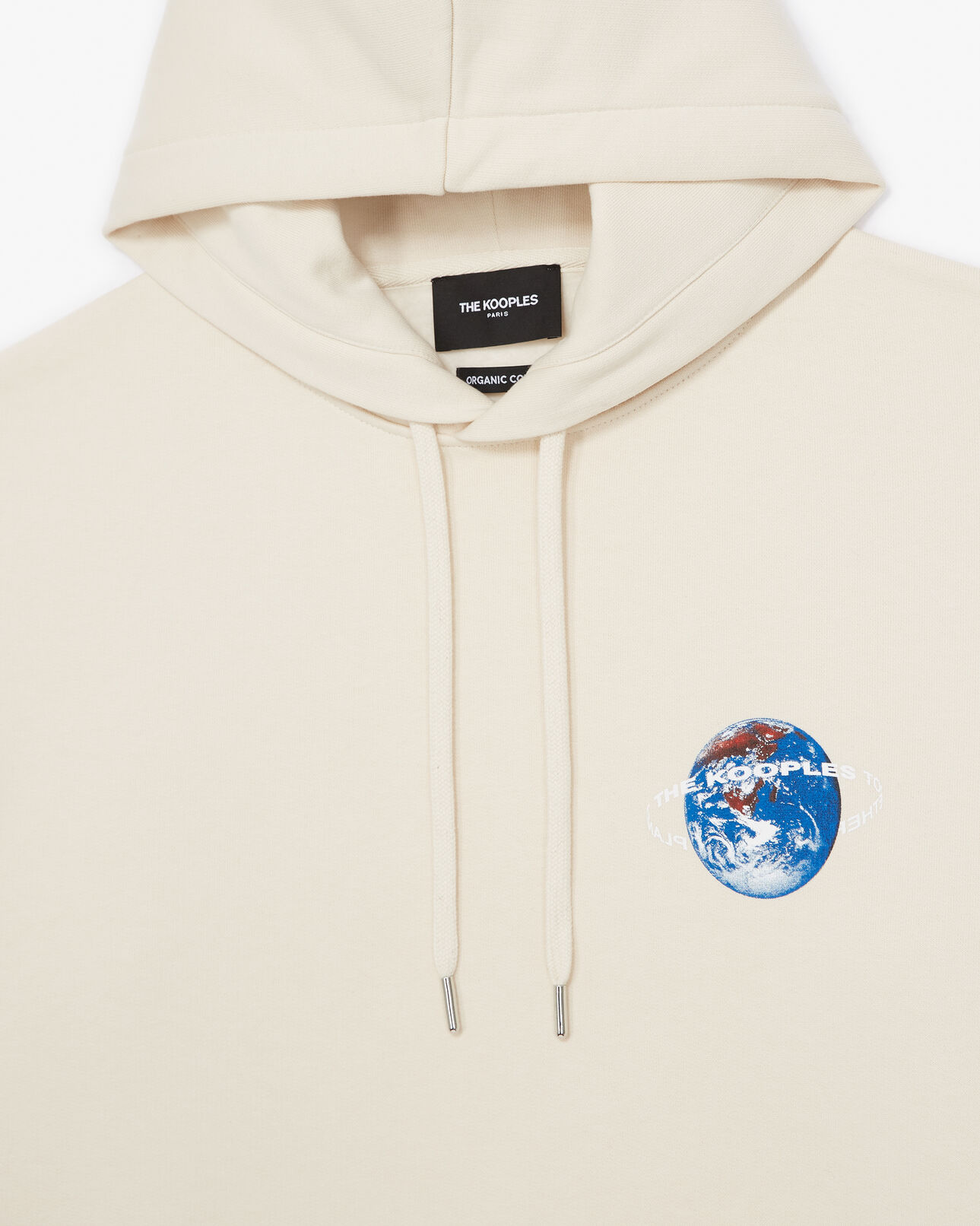 The Kooples MEN OFF WHITE hooded off-white sweatshirt with planet motif