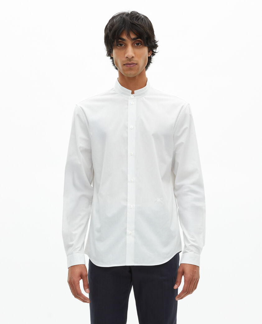 The Kooples HOMME WHITE / BLACK chemise formelle col officier blanche