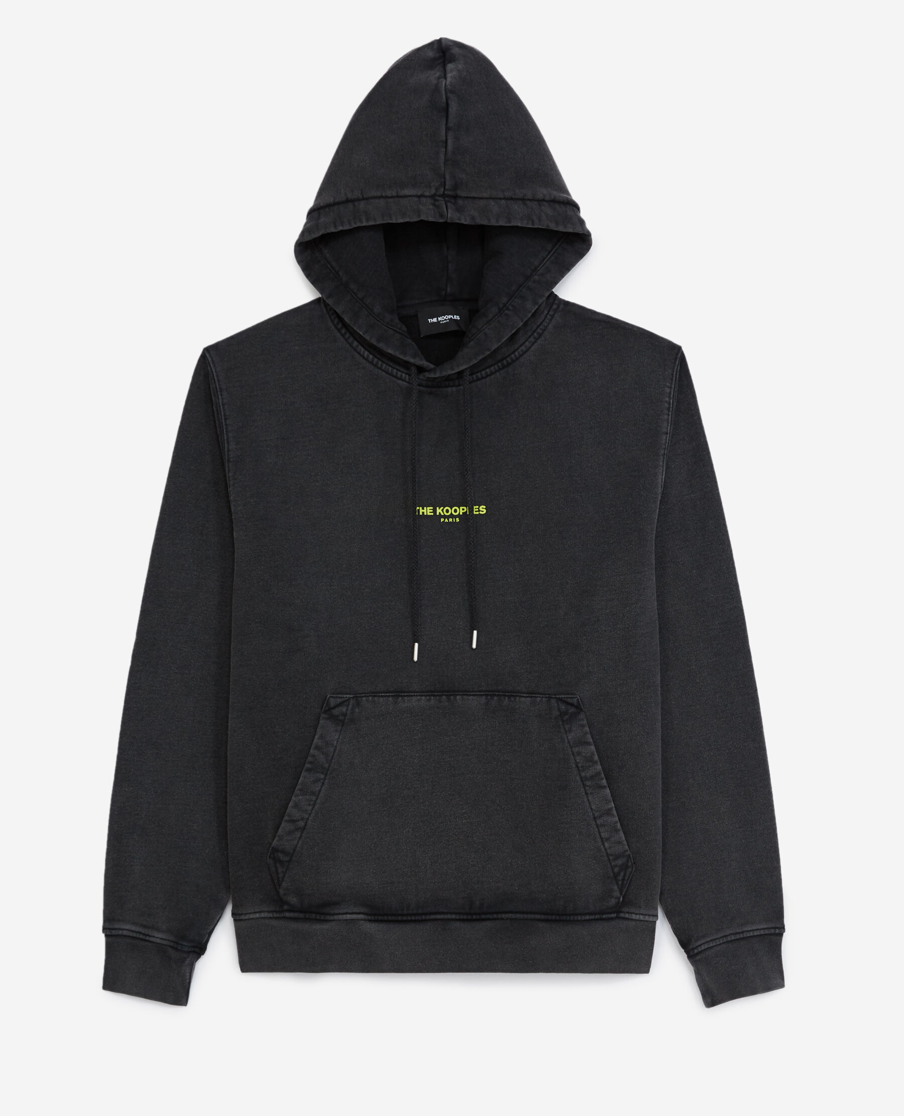 Faded black cotton hoodie with logo The Kooples