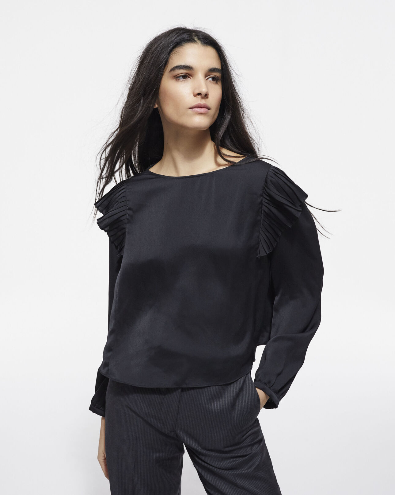 The Kooples FEMME BLACK top noir