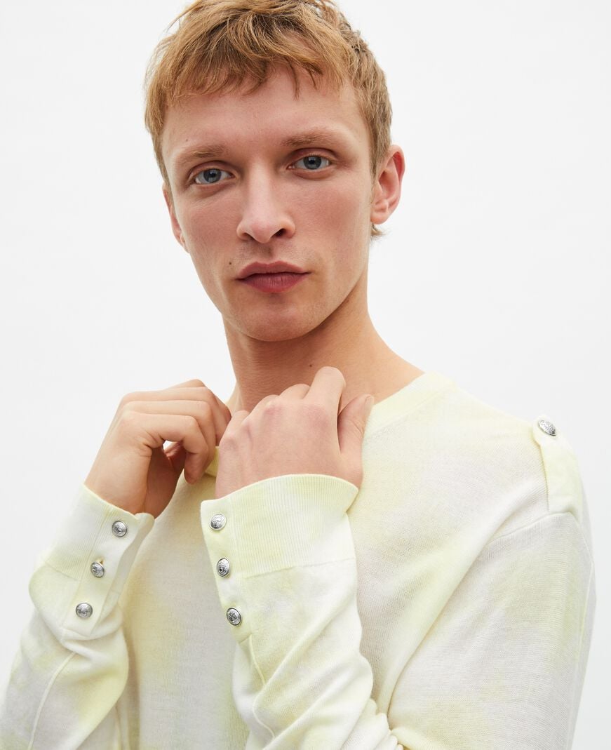 The Kooples HOMME YELLOW - ECRU pull en laine mérinos tie and dye jaune
