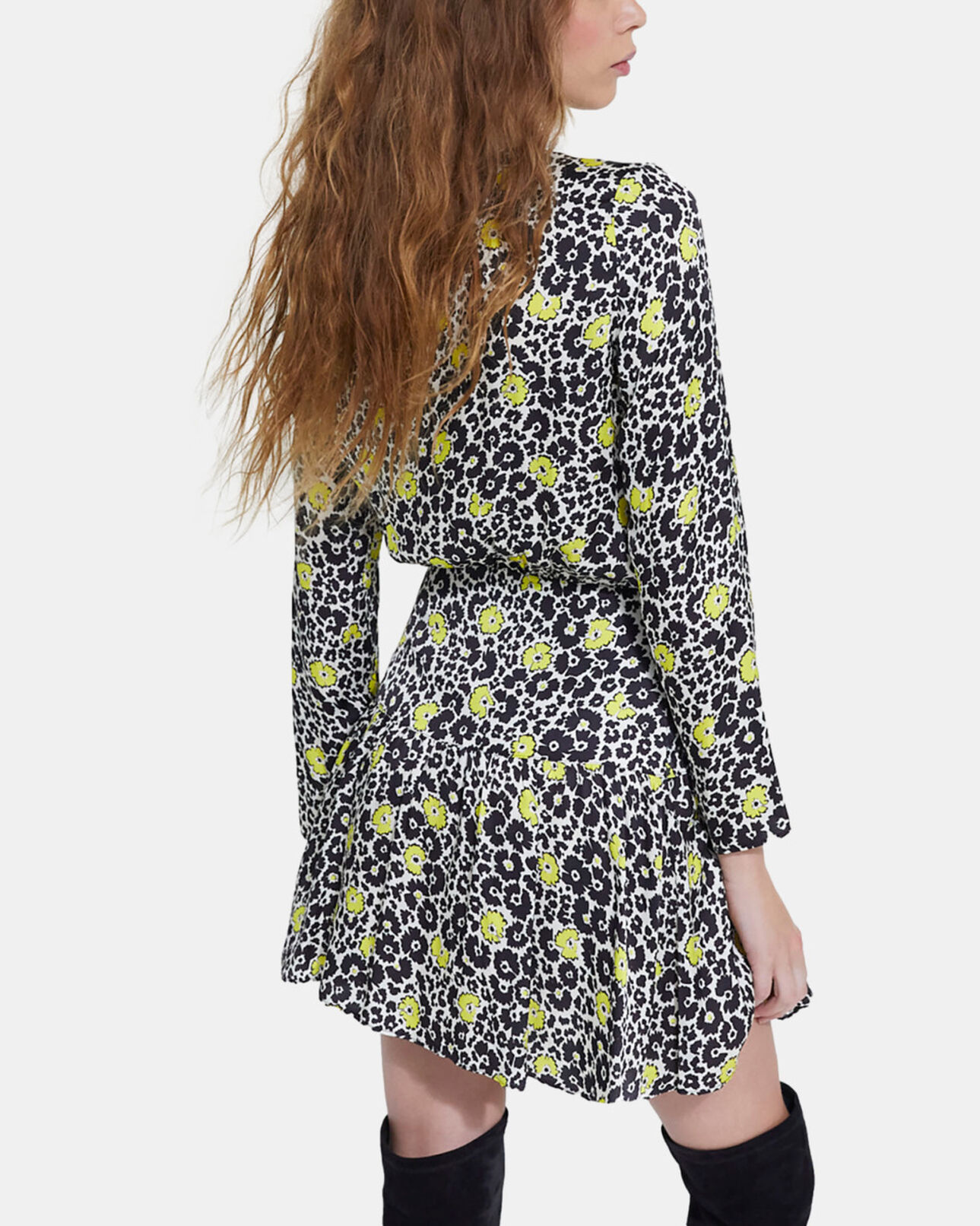 The Kooples FEMME ECRU / YELLOW robe courte fleurie