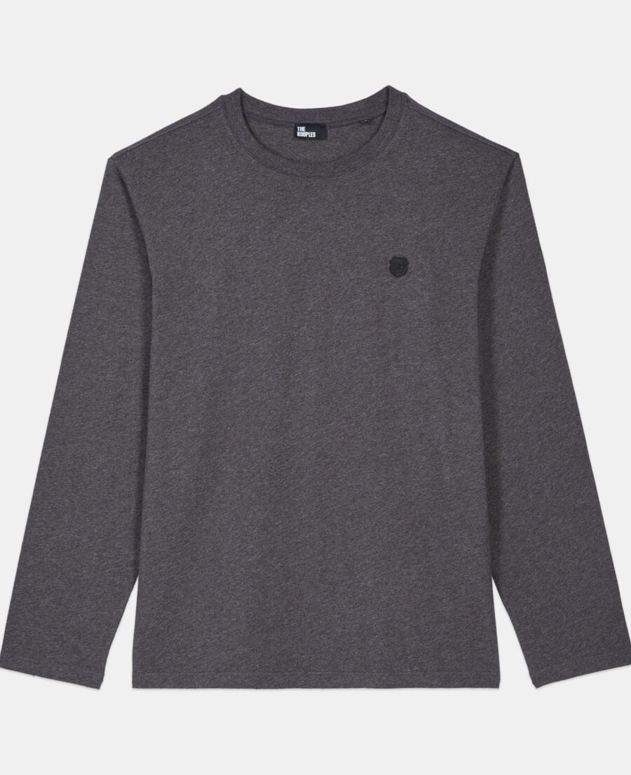 The Kooples HERREN ANTHRACITE MELANGE langärmeliges, graues t-shirt