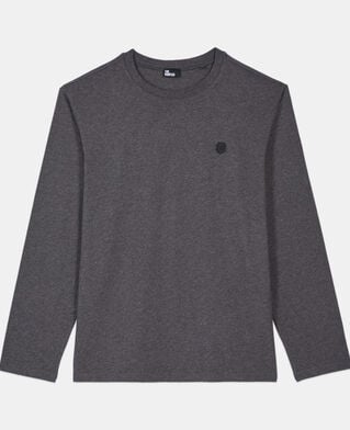 The Kooples HERREN ANTHRACITE MELANGE langärmeliges, graues t-shirt