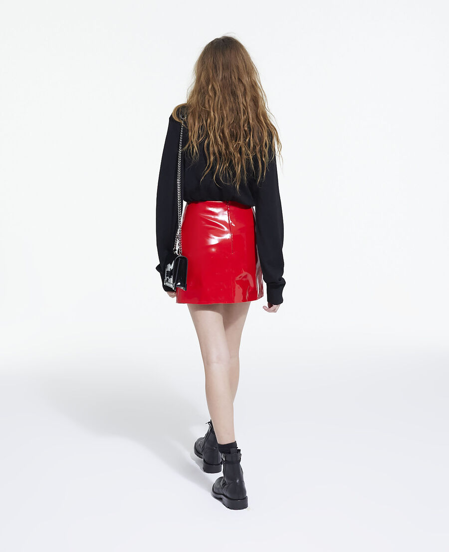 short red vinyl skirt