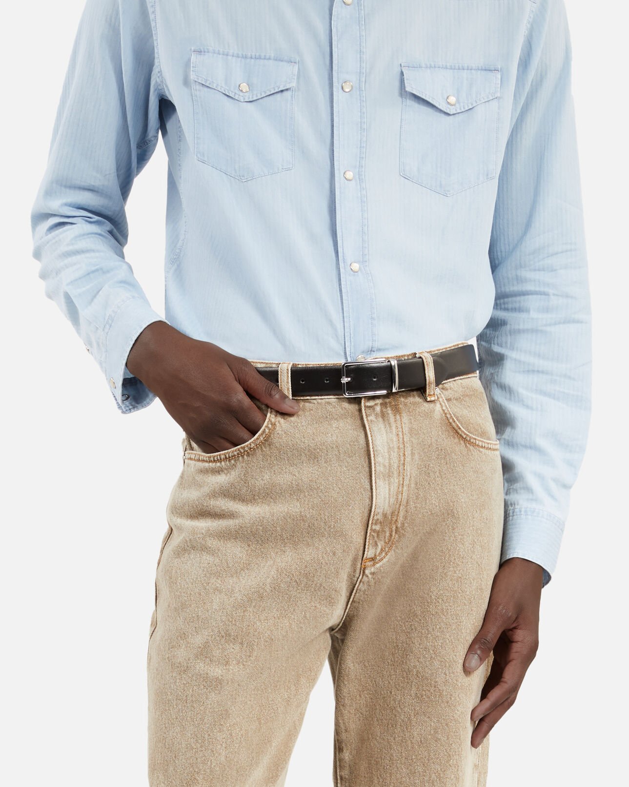 The Kooples HOMME BLACK ceinture reversible en cuir bicolore