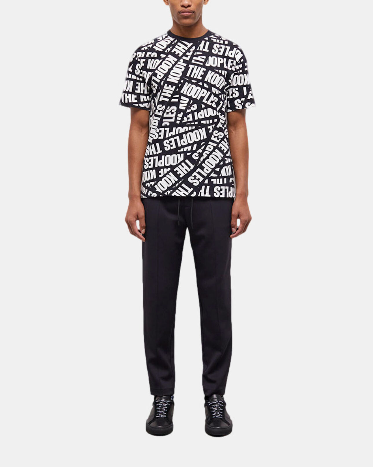 The Kooples H BLACK / WHITE men's t-shirt with tape logo