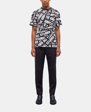 The Kooples MEN BLACK / WHITE men's t-shirt with tape logo