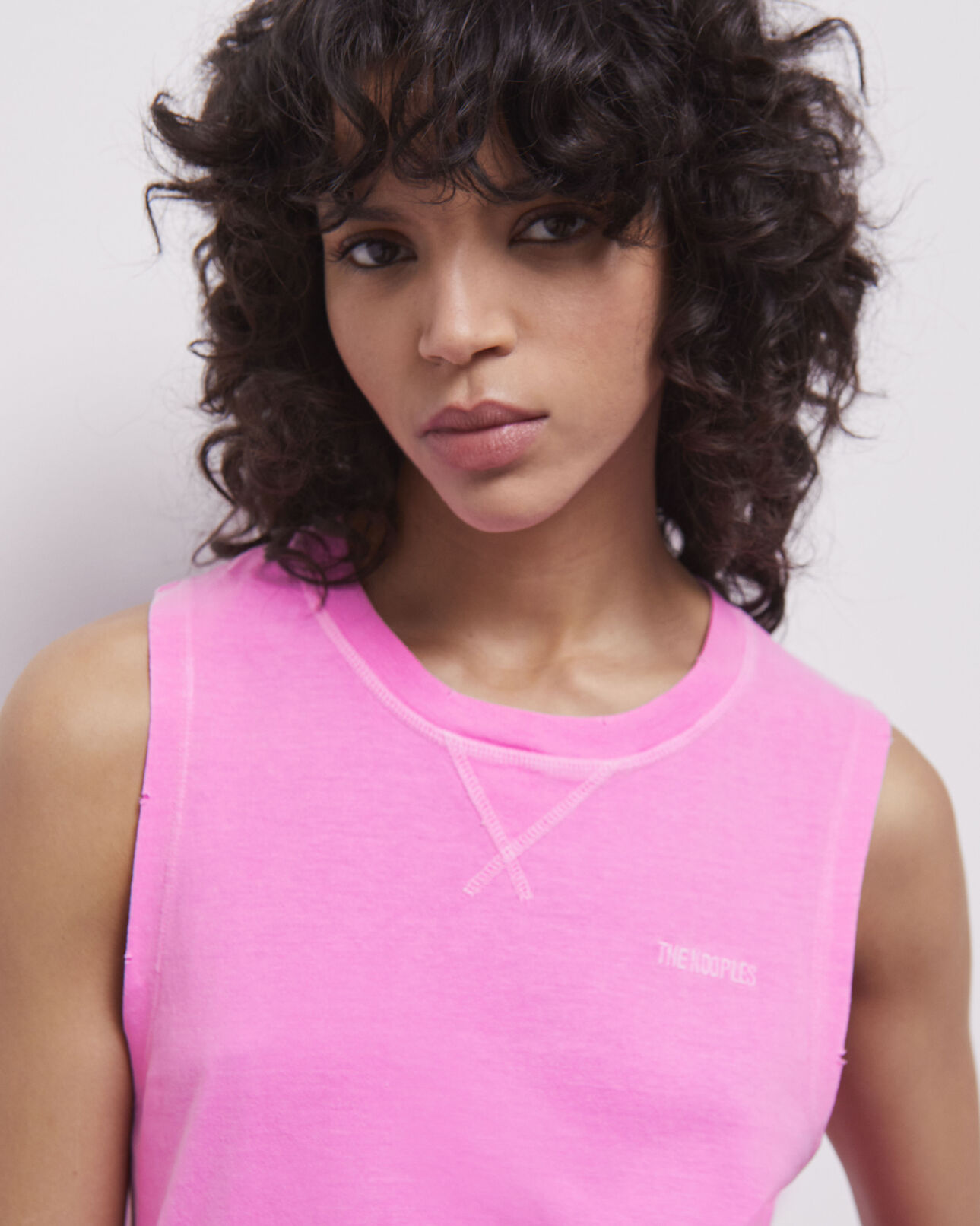 The Kooples FEMME FLUO PINK t-shirt femme rose fluo avec logo