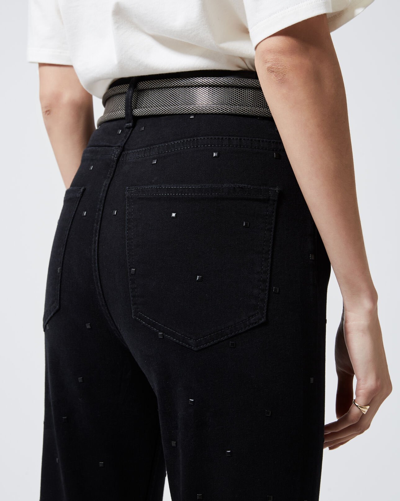 The Kooples WOMEN BLACK black jeans with studs