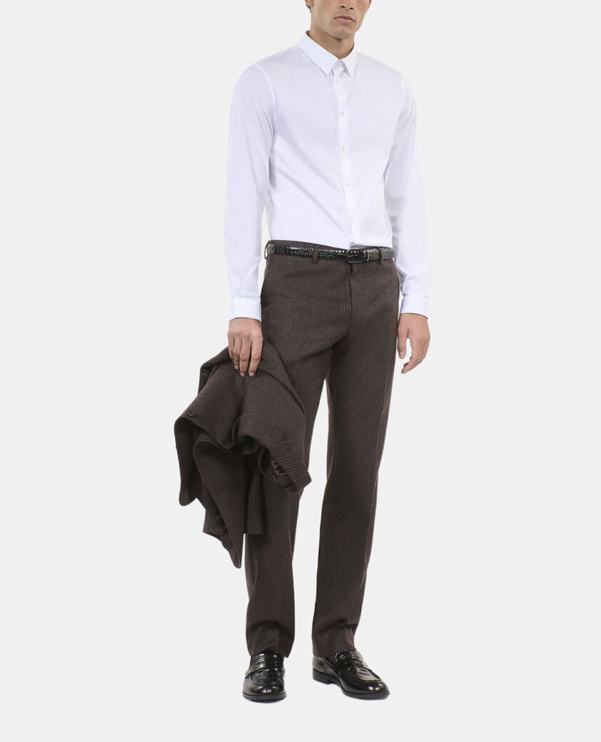 The Kooples HOMME BROWN pantalon large &agrave; rayures marron