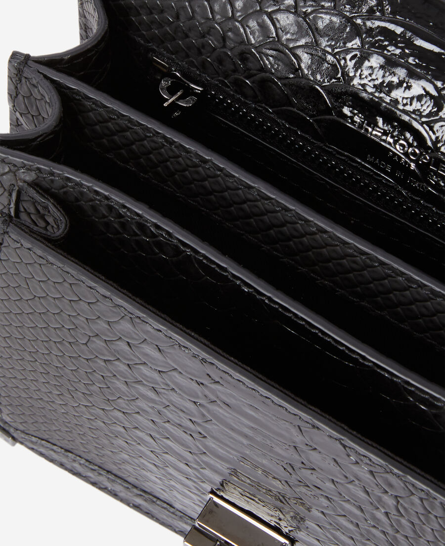 emily small bag in black python-effect leather