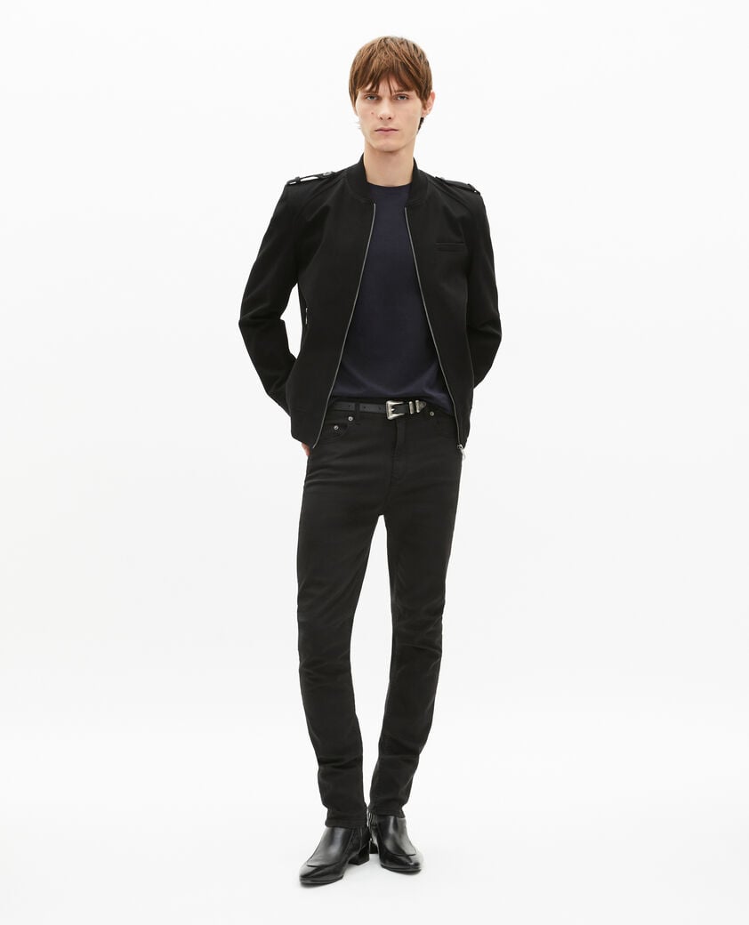 The Kooples HOMME BLACK blouson teddy en coton noir