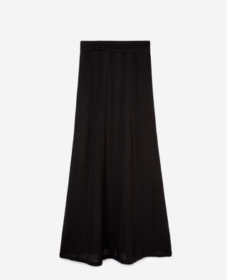 The Kooples FEMME BLACK jupe longue en maille ajourée noire