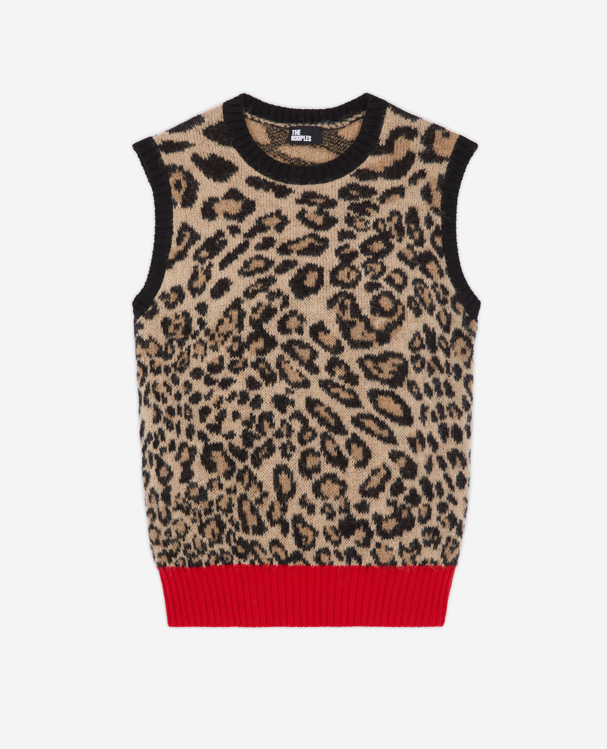 Sleeveless leopard print sweater, LEOPARD, hi-res image number null