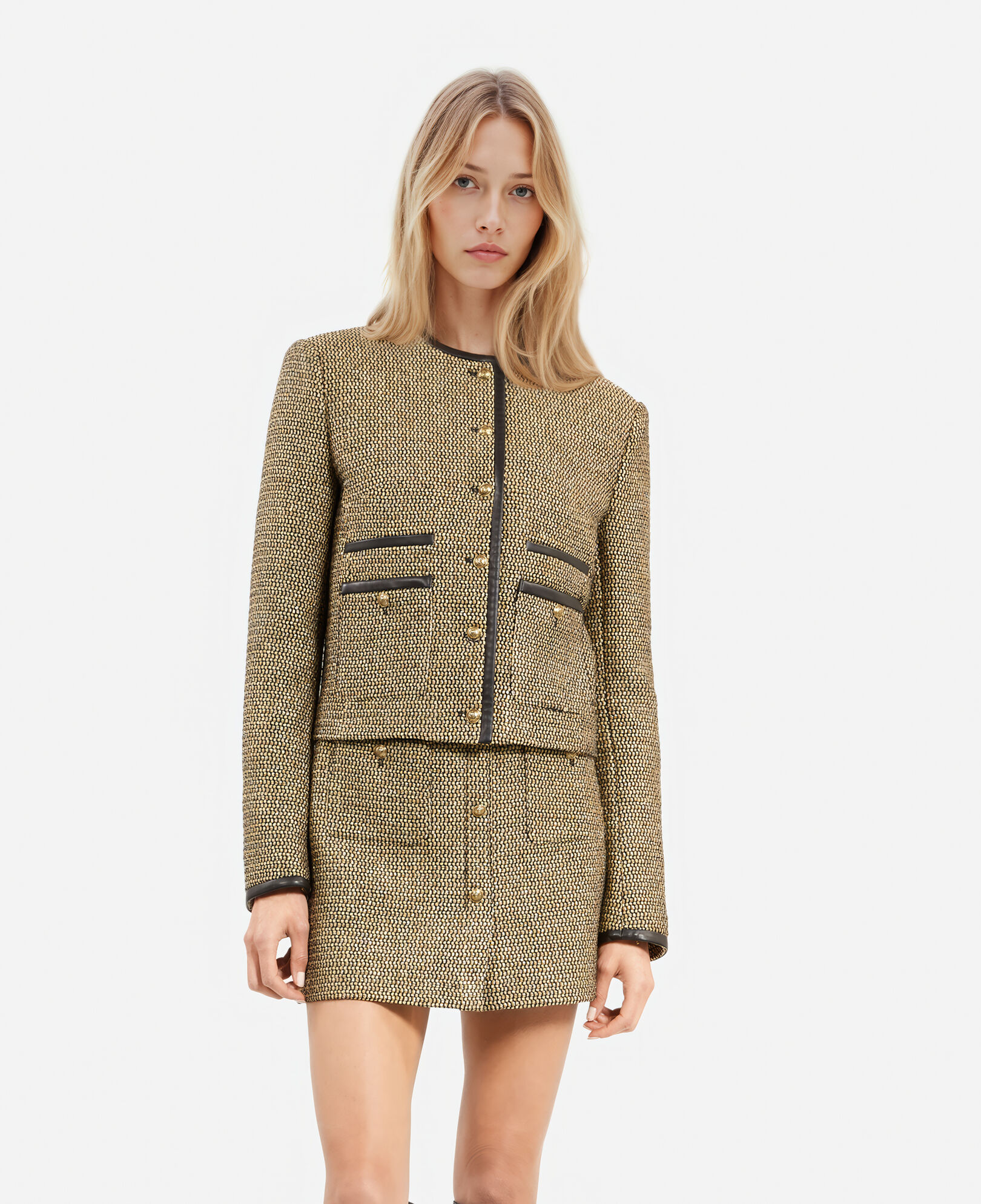 The Kooples FEMME BLACK / GOLD veste courte noire et dorée