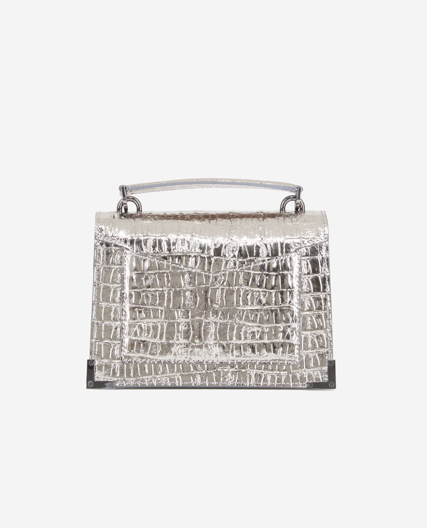 The Kooples WOMEN ANTIC SILVER emily small crocodile effect silver leather bag