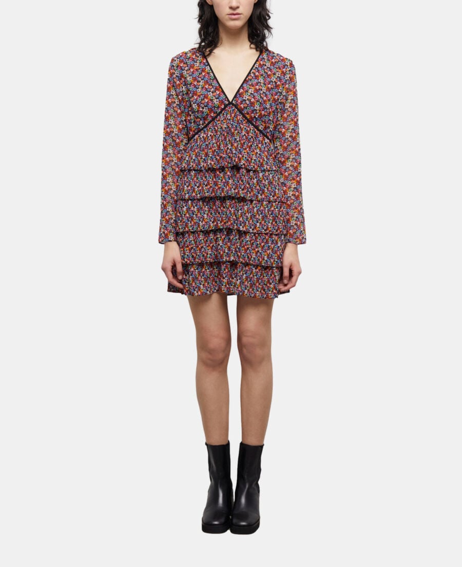 The Kooples FEMME MULTICOLOR robe courte multicolore plissée