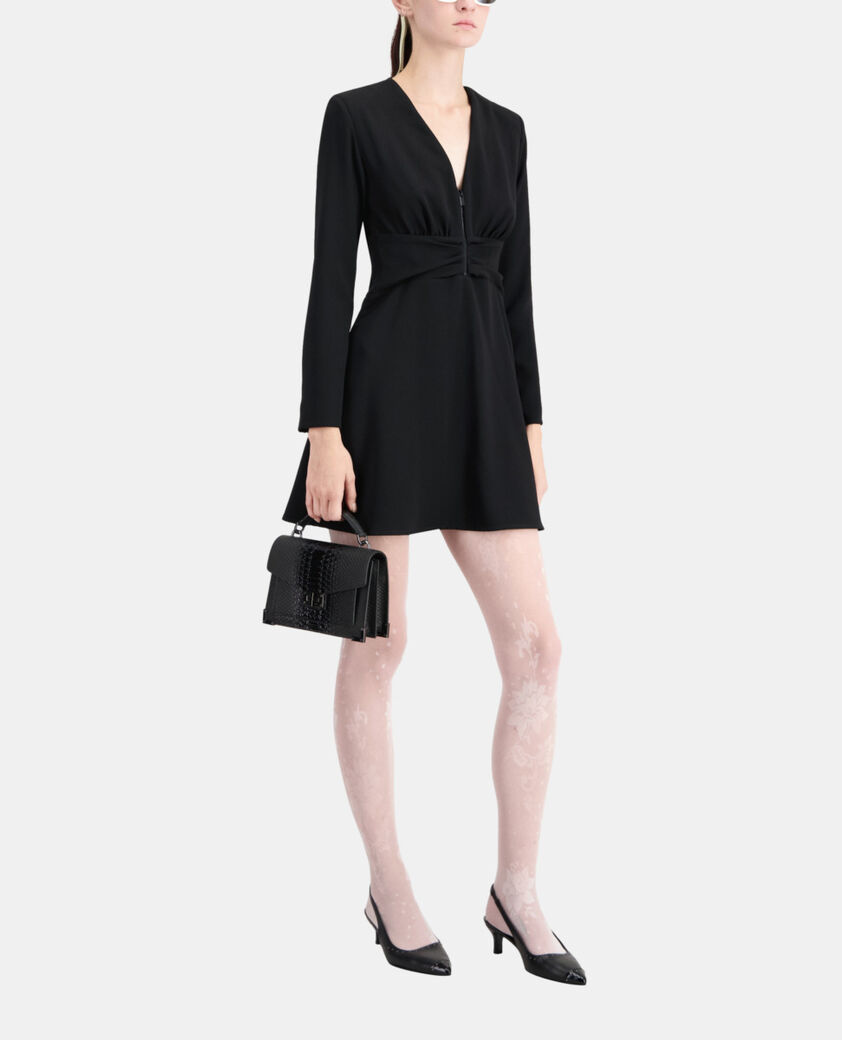 The Kooples FEMME BLACK robe courte noire en crêpe