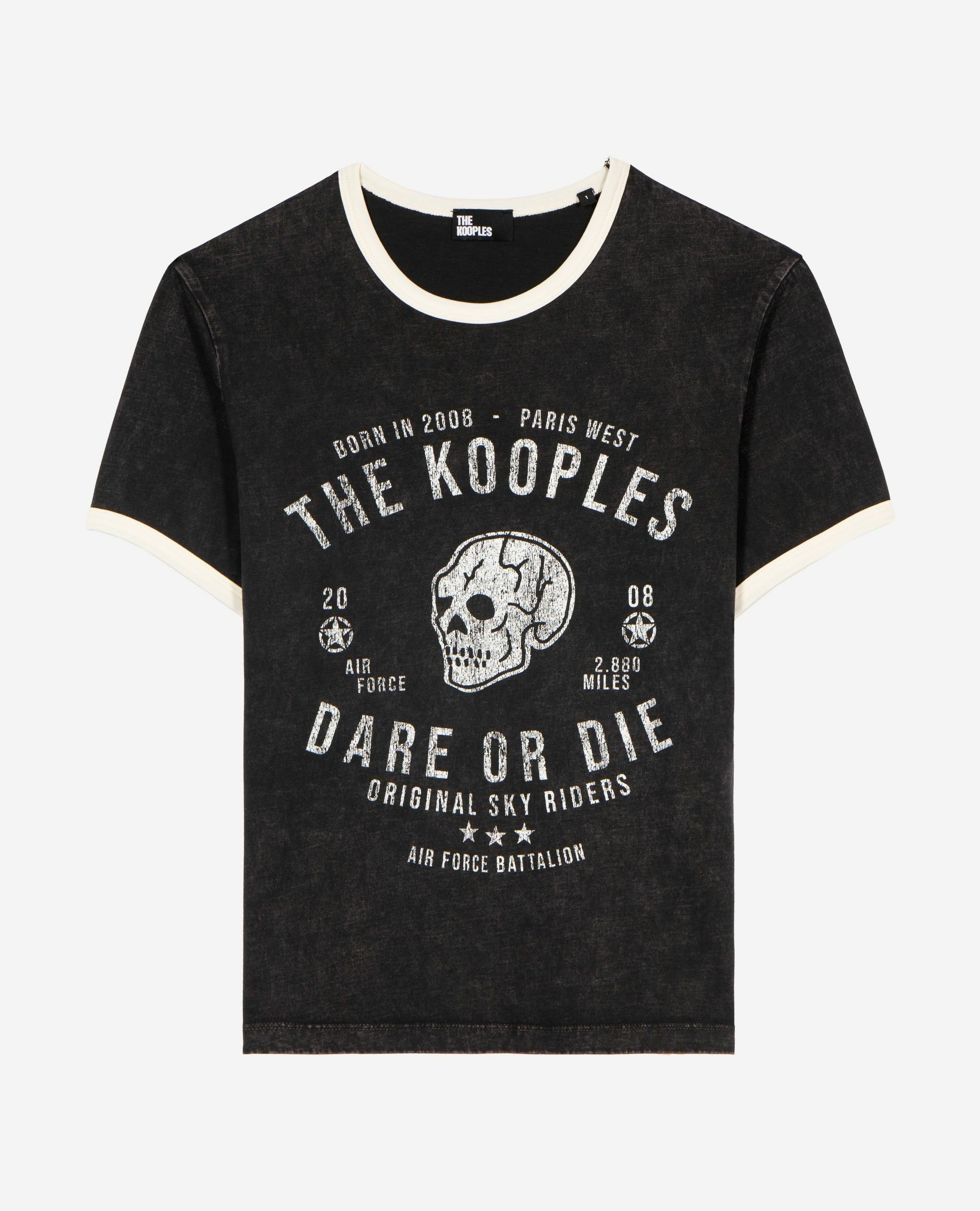 T-shirt with black screen print, BLACK WASHED, hi-res image number null