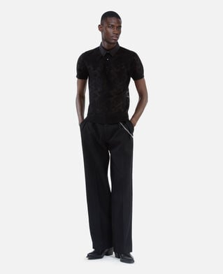 The Kooples HERREN BLACK polo-shirt aus mesh mit spitzeneffekt schwarz