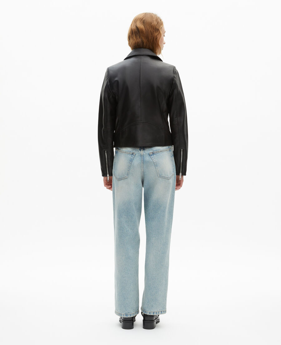 The Kooples FEMME BLACK blouson motard en cuir noir