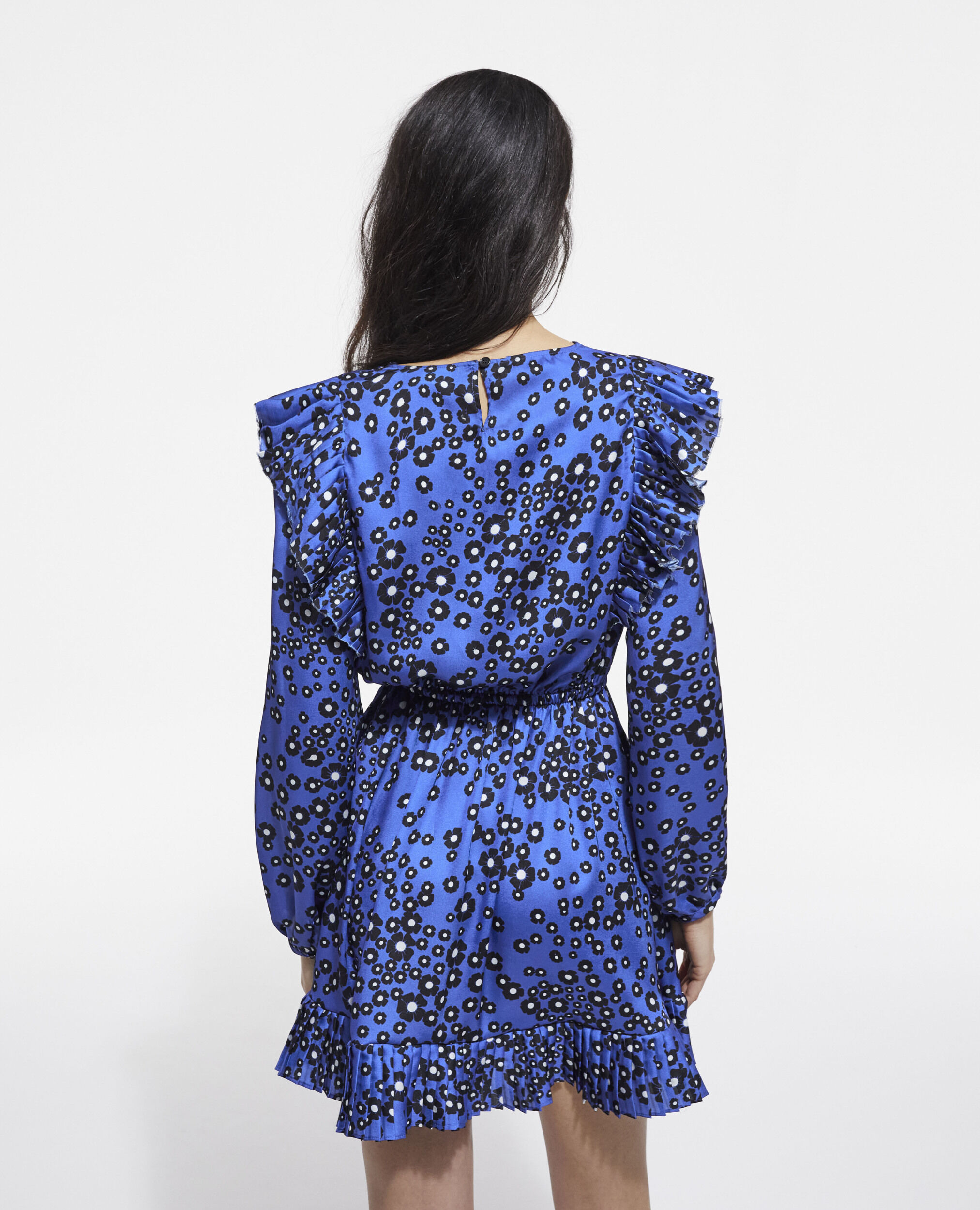 Short printed blue dress, BLUE BLACK, hi-res image number null