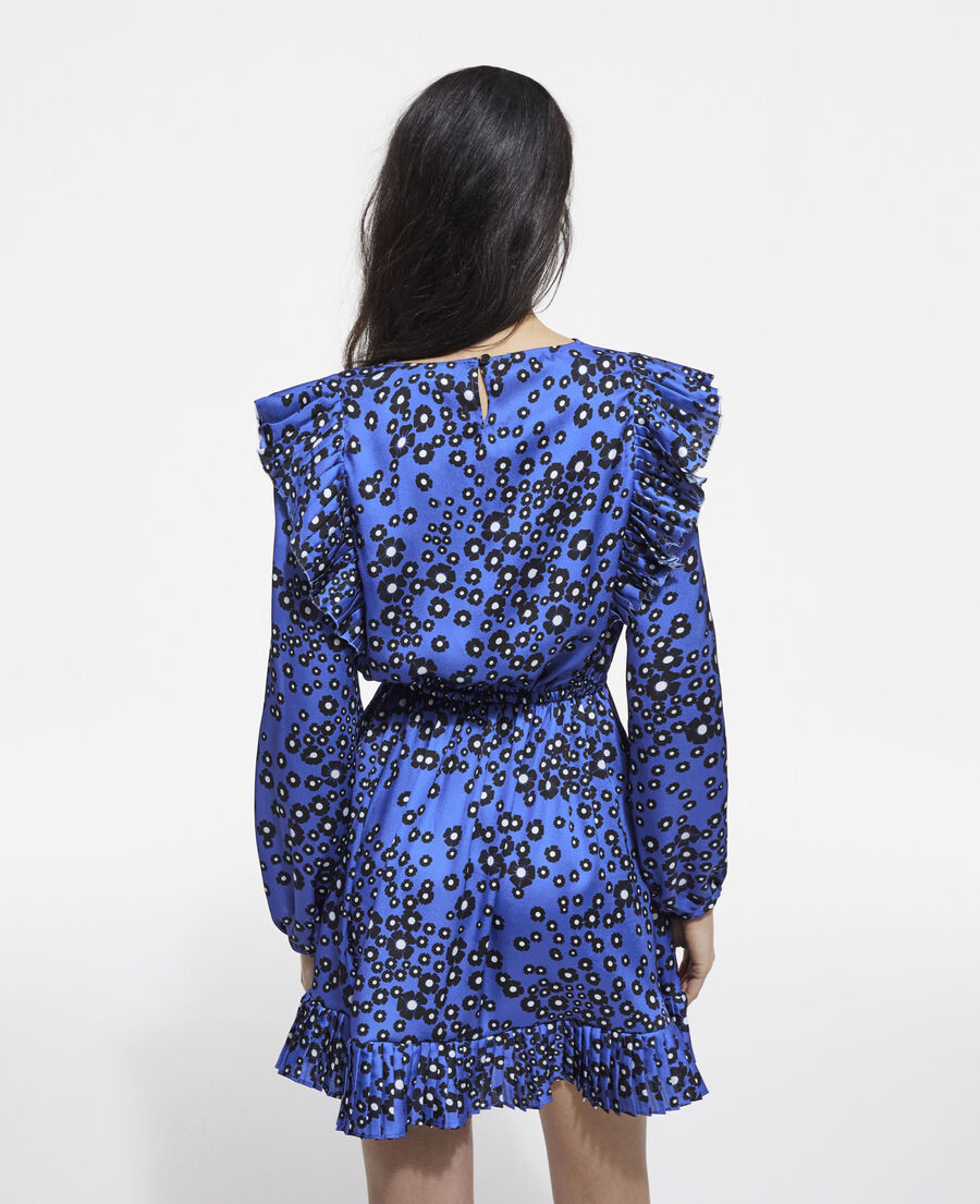 robe courte imprimée bleue