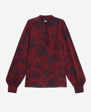 The Kooples FEMME BLACK - BURGUNDY top imprimé avec boutonnage