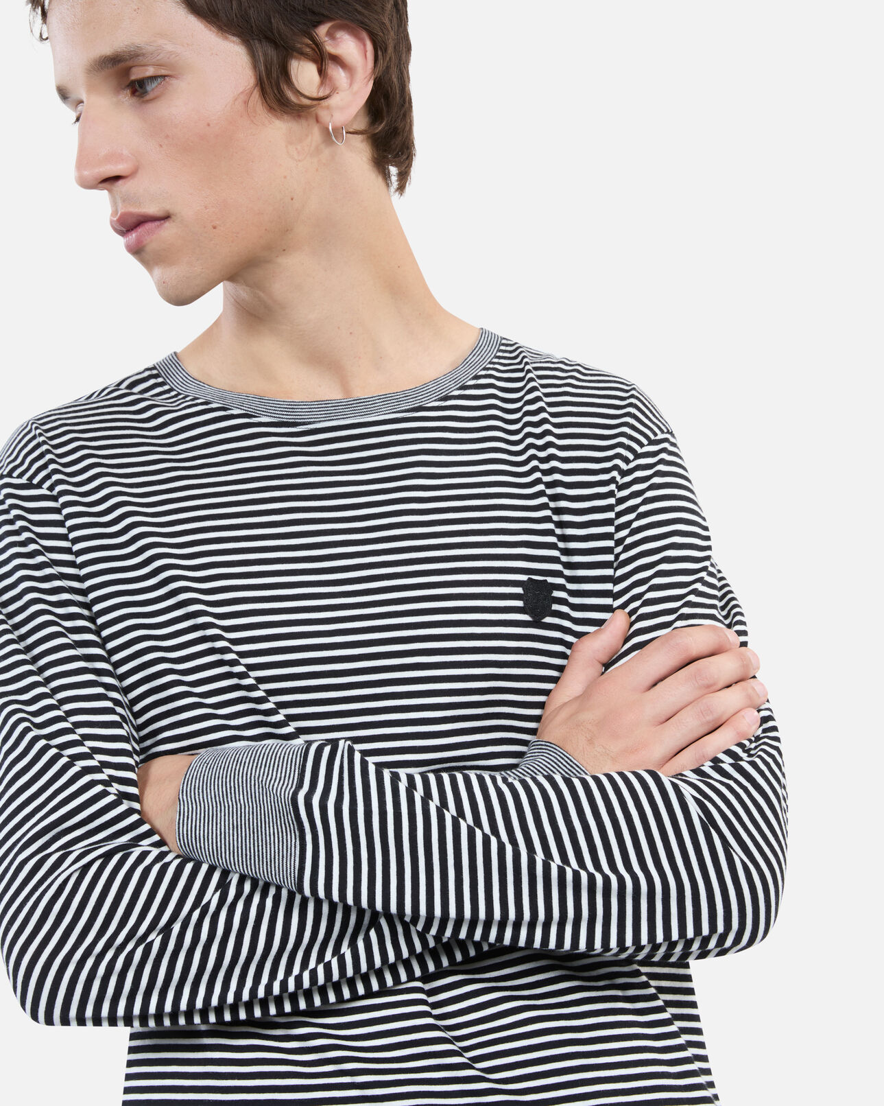 The Kooples MEN BLACK / WHITE striped long-sleeved t-shirt