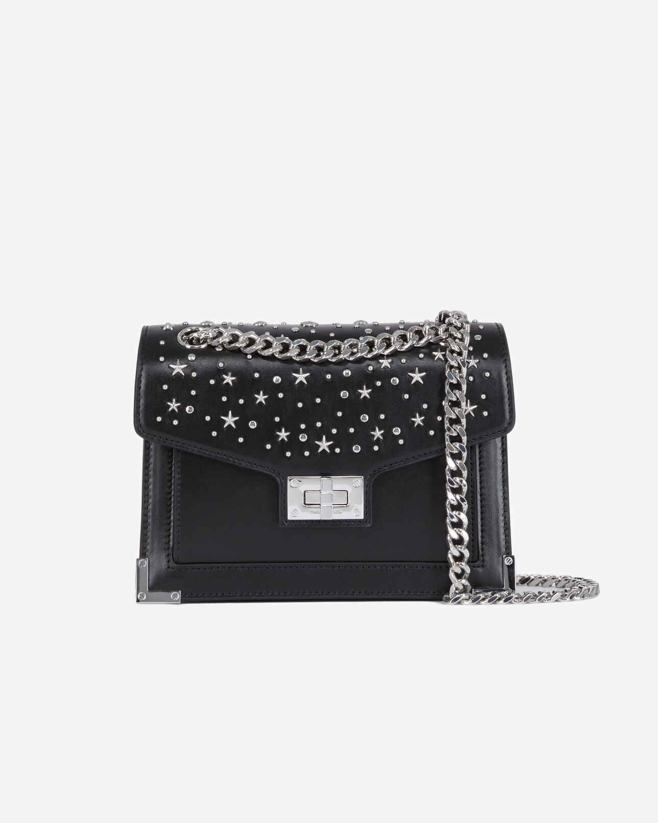 The Kooples FEMME BLACK sac emily chaîne en cuir noir avec étoiles