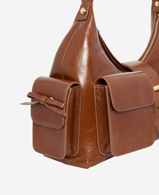 The Kooples DAMEN BROWN amelia tasche aus braunem crackleder