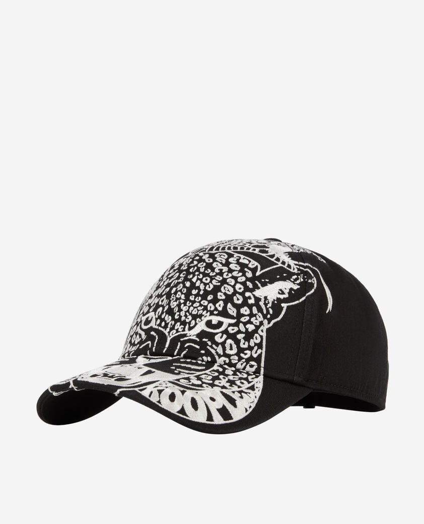 The Kooples MIXED BLACK black cap with snake leopard embroidery