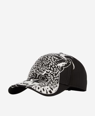The Kooples MIXED BLACK black cap with snake leopard embroidery