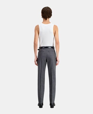 The Kooples HOMME BLACK-ECRU pantalon de costume noir en laine à micro motifs