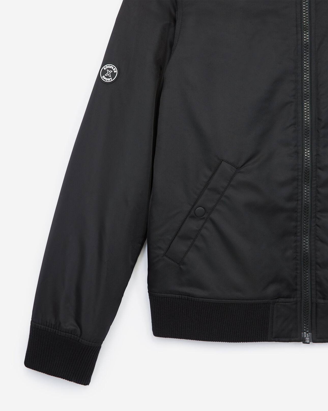 The Kooples HOMME BLACK blouson nylon noir capuche molleton